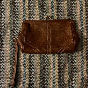 Brown Leather Wristlet